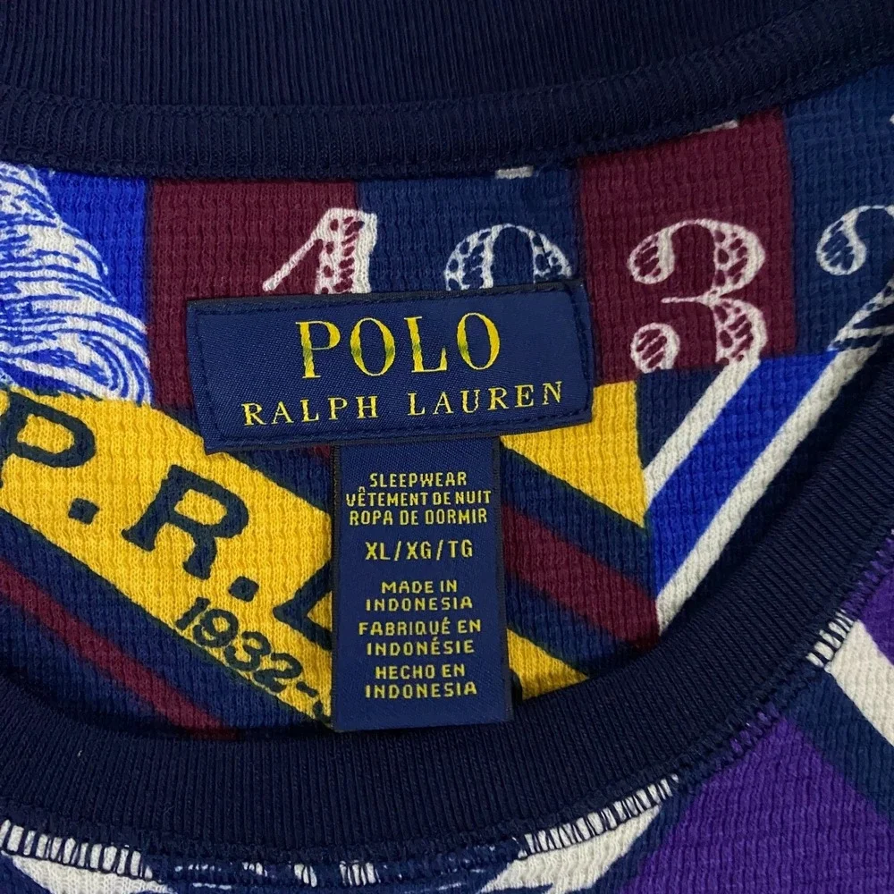 Polo Ralph Lauren Thermal Shirt Mens XL Rugby Collegiate Waffle Pajama Sleep - Picture 3 of 9